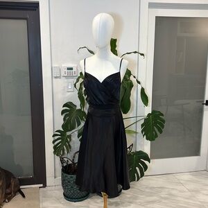 Black satin dress for cocktails or going out